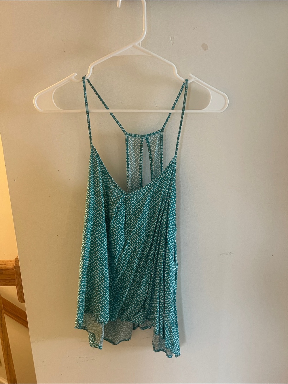 SO Teal Geometric Spaghetti Strap Camisole